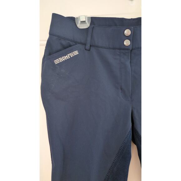 ROMFH 32R Full Seat Riding Breeches, Pants, Blue, Excellent condition, 2 button - Picture 2 of 9